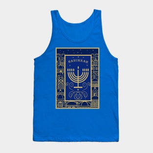 Happy Hanukkah Festival! Jewish Holiday Hanukkah Menorah traditional Chanukah Vintage gold pattern Tank Top